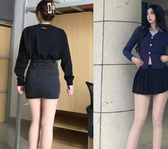 高妇女穿肉色丝袜图片,高挑女性时尚风采